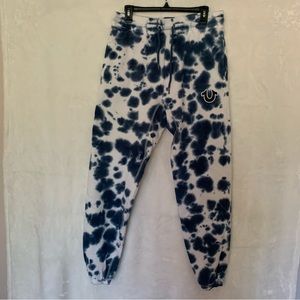 True Religion Tie Dye Sweat Pants, Blue & White Tie Dye, Size S